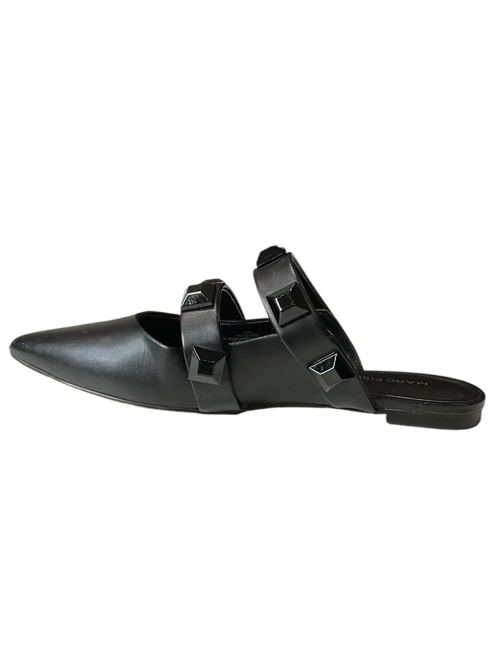 Marc Fisher Searli Black Pointed-Toe Studded Flat Slip-On Mules 6.5 - Picture 3 of 12